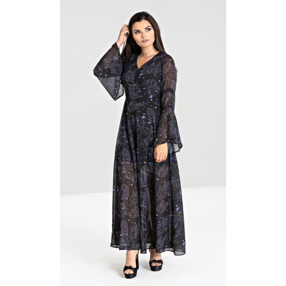 Alchemy by spin doctor dark sea maxi dress‎ whimsygoth dark purple and black
